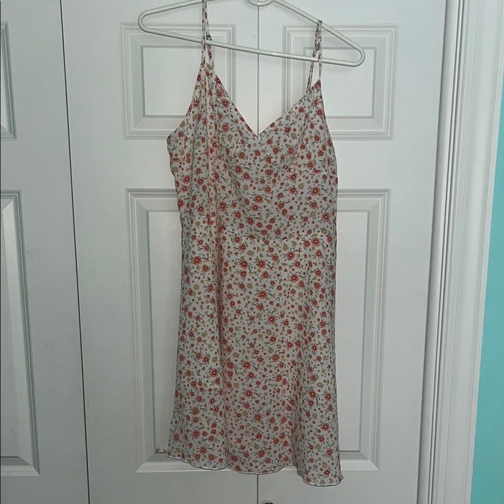 SHEIN Cream Slip Mini Dress with Spaghetti Straps